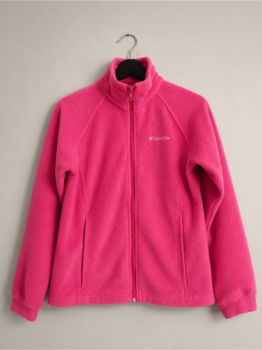 Columbia Girls Pink Fleece Full Zip Jacket Youth Size 14/16 XL Outdoor Layer